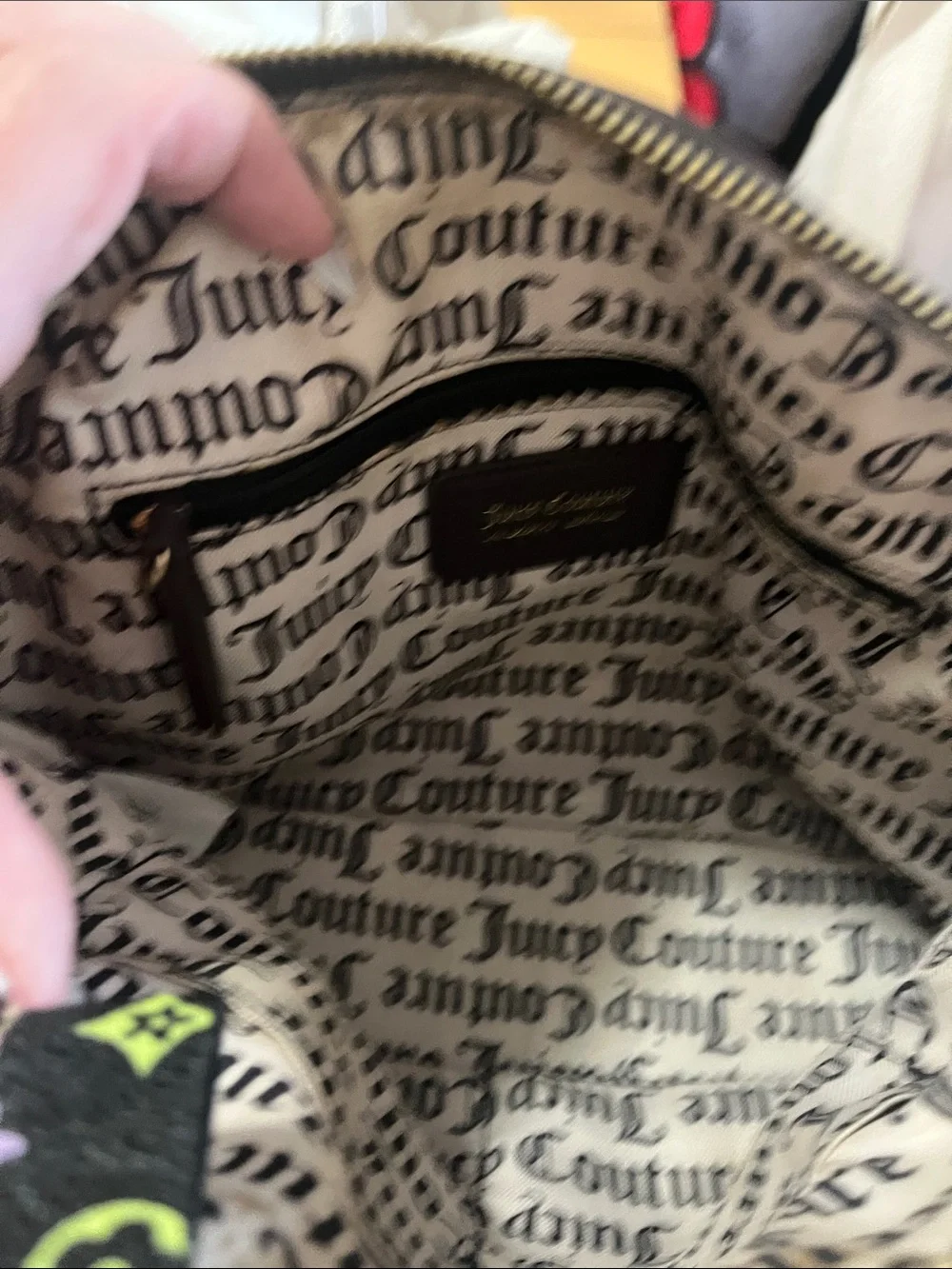 Juicy Couture Pink Suede & Black Leather Heart Charm Satchel